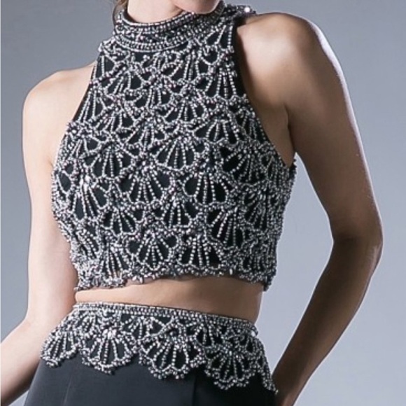 NEW LONG TWO PIECES MERMAID EMBROIDERED DRESS WITH CUTOUT
ZIPPER BACK CD 11574 - Picture 3 of 8